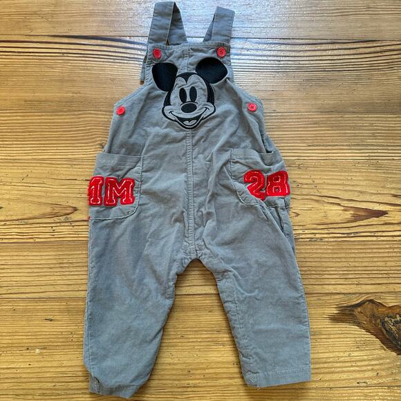 Disney gray corduroy Mickey Mouse overall pants SIZE 18M - Picture 1 of 4